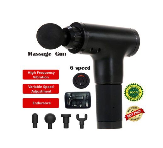 6 Speed Rechargeable Massage Gun with Replaceable Heads