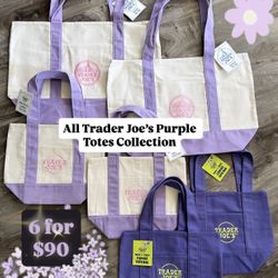 Trader Joe’s Tote Purple Collection: Large Tote + Mini—Lilac Lavender Violet