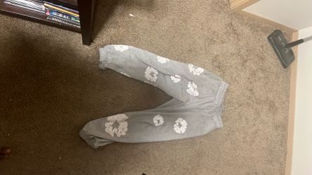 Large grey denim tear pants