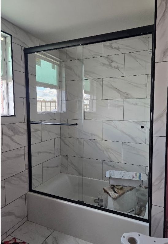 Walk-In Shower Tile Conversion Sale On Tiles And Glass Doors Installation Available For Both