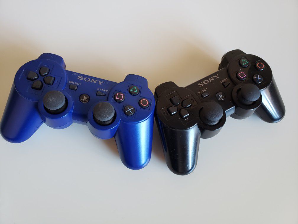 PS3 Black & Blue 2-Pack Controller Official Sony Wireless Dualshock 3.