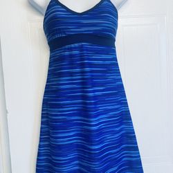 Athleta 984279 Printed Shorebreak Swim Dress Blue UPF 50+ Petite Size XXSP