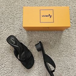 Womens Teen Suede Low Chuncky Block Heel Flip Flop 8 New