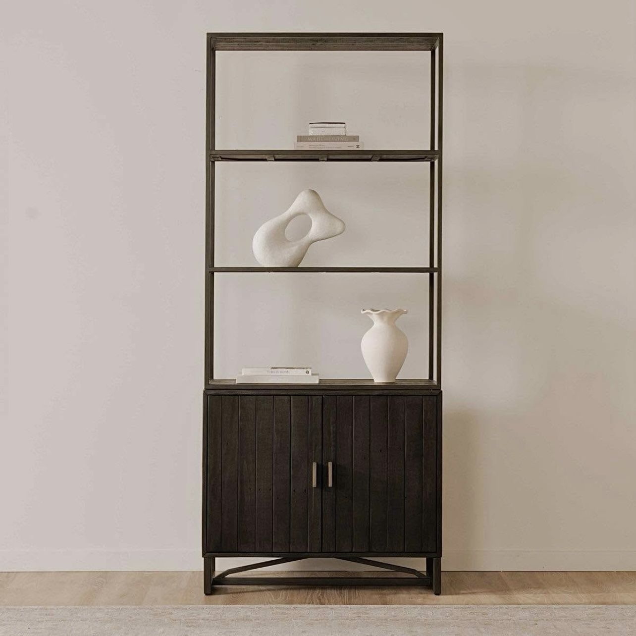 Free Delivery NEW IN-BOX Tall Storage Bookshelf, Solid Pine Wood, Solid Iron Frame (MSRP $1,849+tax)