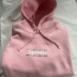 Supreme X Burberry Pink Box Logo Hoodie Brand New With Tags 