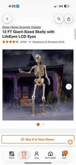 Home Accents Holiday  12 FT Giant-Sized Skelly with LifeEyes LCD Eyes