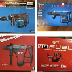 Milwaukee Makita Bosch Sds Max Hammer Drill And Demolition Hammer 