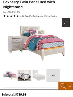 Twin Headboard and Rails w/ Mattress and TV