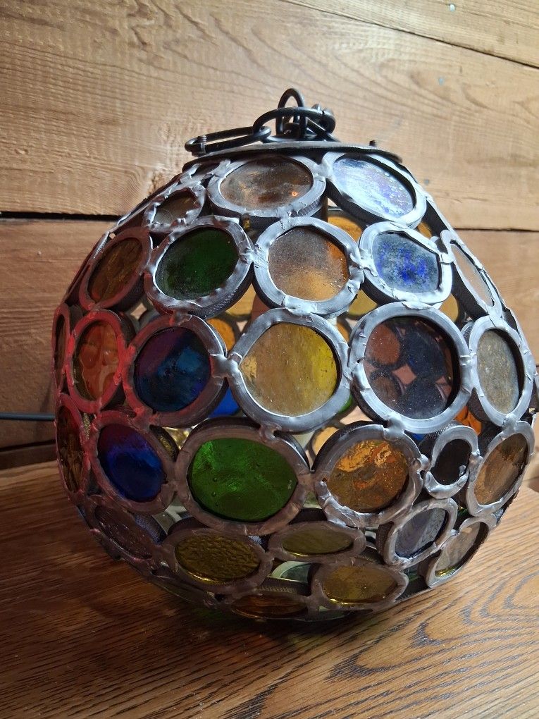▪︎▪︎ VINTAGE stained Glass Hanging Light