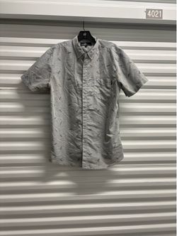 Molokai Surf Co. Gray Geometric Button-Up Shirt Button-Down Collar Pockets L