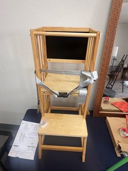 Wooden Kids Learning Tower with Chalkboard
