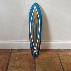 Surf Art - Blue Gold Glitter Surfboard  - Beach Sea Wall Art 