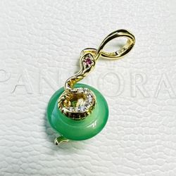 Pandora Snake Green Murano Glass Dangle Charm 763617C01 + Pandora Gift Box