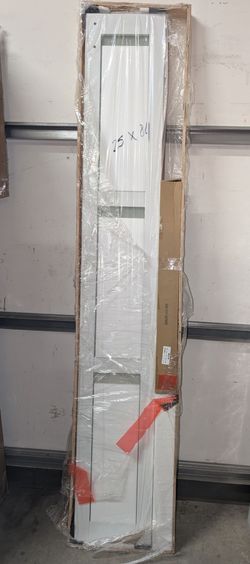 25 in. W. x 84 in. 3-Lite Tempered Frosted Glass Solid Core White Finished Composite Bi-Fold Door with Hardware