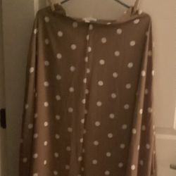 New York & Company Tan Maxi Wrap & Tie Maxi Skirt W/Wht Poka Dots Size Large