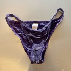 Vintage Planet Lingerie Purple Metallic Mesh Thong – Small – Side Snap Closure