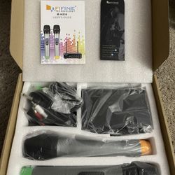 Fifine UHF Dual Channel Wireless Handheld Microphone, Easy-to-use Karaoke Wireless Microphone System-K036
