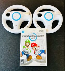 Nintendo Wii Mario Kart with 2 Driving Wheels