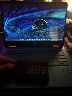Blue HP Chromebook tablet laptop touch screen