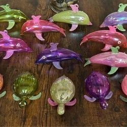 Hand Blown Glass Ornaments Turtles Dolphins $7 each or $75 for All xox