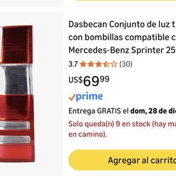 Mercedes Sprinter Tail Light Lens 2(contact info removed) Left Driver Side 2007-17