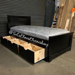 Twin Bed And Mattress With Drawers 