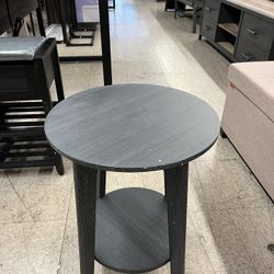 VASAGLE 2-Tier Small Round End Table Nightstand with Tapered Legs - Charcoal Gray