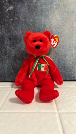 Ty Beanie Baby Red “Osito” Bear with Mexican Flag