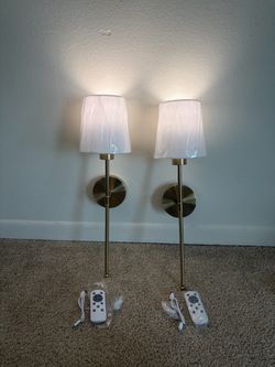 Battery Operated Wall Sconce Set of 2,Gold Rechargeable Wall Lights