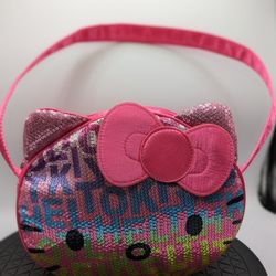 Hello Kitty Sanrio 2012 Pink Sequin Satin Face Bag Purse