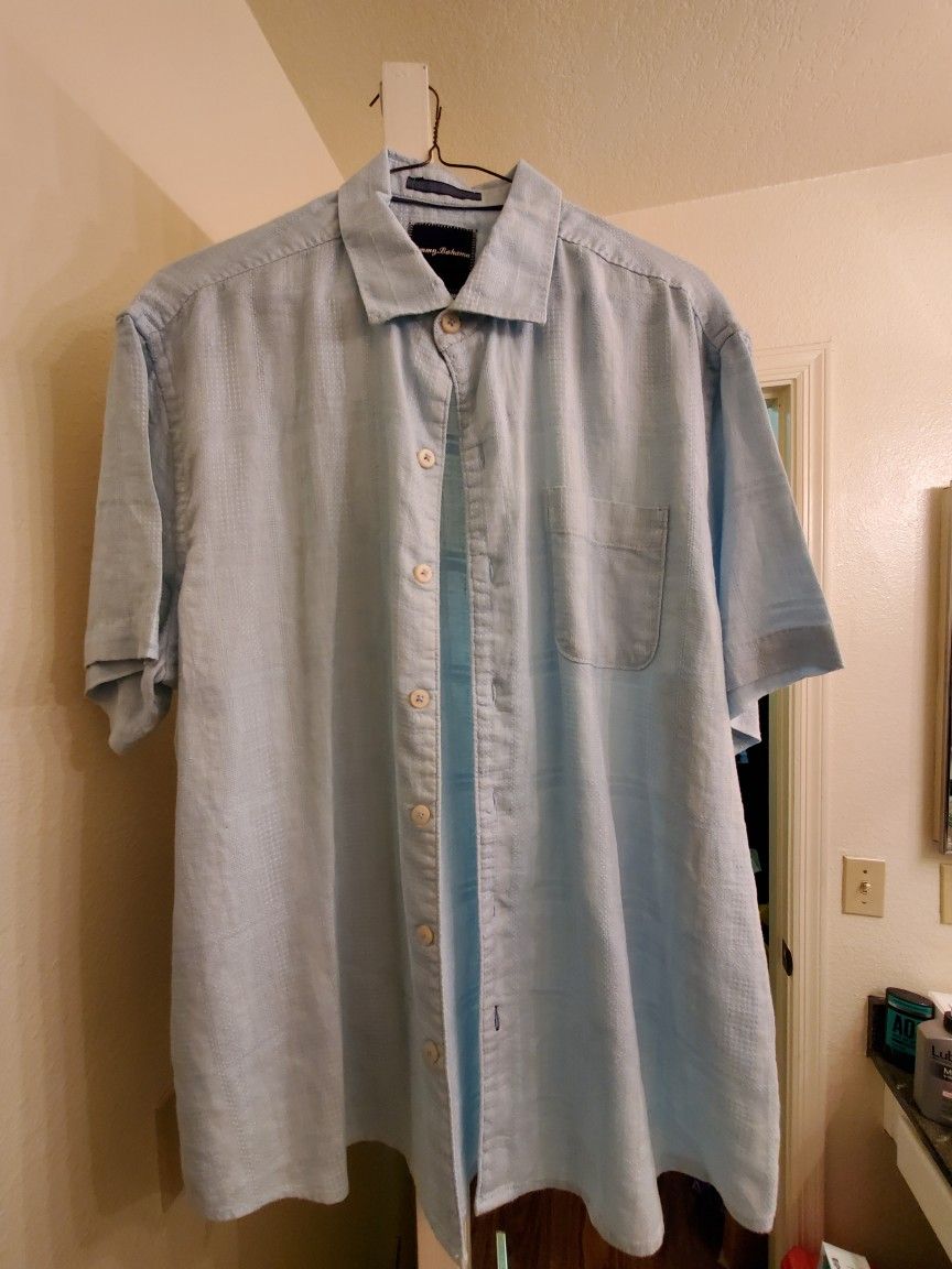 Tommy Bahama Men's Large Blue Linen Shirt