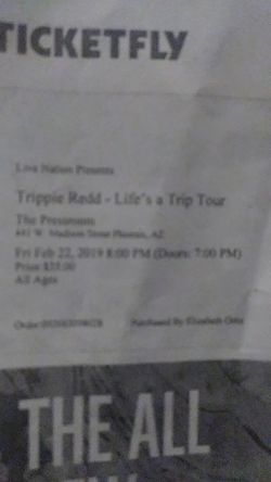 Two tickets Trippie Redd. Meet at venue. $120