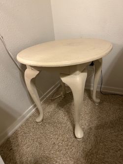 White Oval Queen Anne Side Table