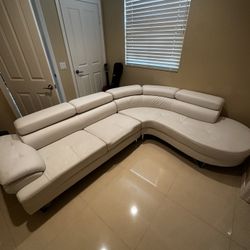 modern white faux leather couch