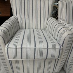 2 - Blue Stripe Contemporary Swivel Accent Chair