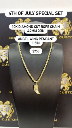 10KT Angel Wing Pendant Necklace Se
