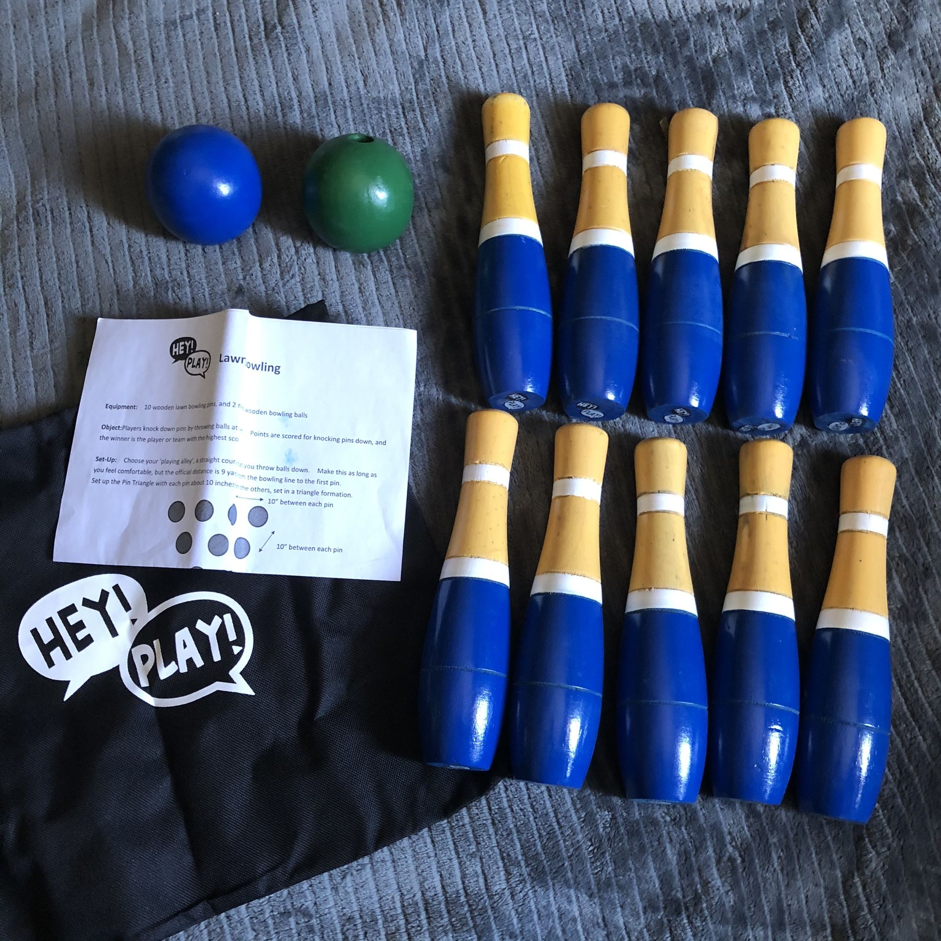 Hey! Play! Lawn Bowling Game/Skittle Ball- Indoor and Outdoor Fun for Toddlers, Kids, Adults