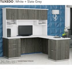 L Shape Desk Furniture With Hutch