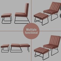 Reclining Chair Adjustable with Ottoman Footstool,Cozy Living Chair for Living Room,Bedroom,Sitting Room