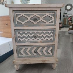 Shabby Chic 3 Drawer Nightstand, End Table, Small Chest 