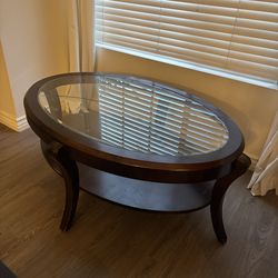 Glass / wood coffee table