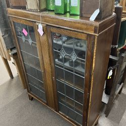 Antique Leaded Glass Cabinet