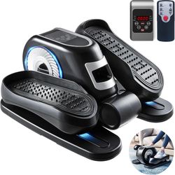 Under Desk Elliptical Machine, Ellipse Leg Exerciser w/Remote Control & 12 Adjustable Speeds, No Assembly Portable Electric Seated Pedal Exerciser, Qu
