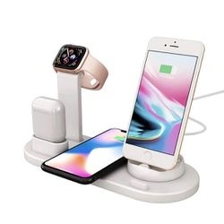 CHARGING STAND 3 IN 1 MULTI FUNCTION FOR IPHONE- APPLE WATCH- AIRPODS ( WHITE)
