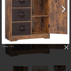 Storage Cabinet with 4 Removable Drawers and 1 Door, Floor Storage Cabinet with Shelves,
