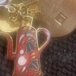 Coffee Pot ONLY “Decorative Arts Collection” Commemorative Charm  Red Gold!!