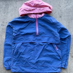 Vintage Stussy Anorak Windbreaker Men S Blue Pink 1/4 Zip Hoodie Jacket Pocket