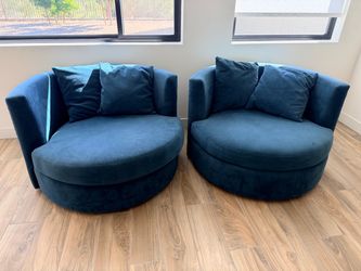 Blue swivel upholdered chairs
