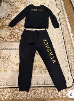 Versace Black Gold Logo Sweatsuit Set Medusa NFC AuthenticSweatshirt Jogger 5XL