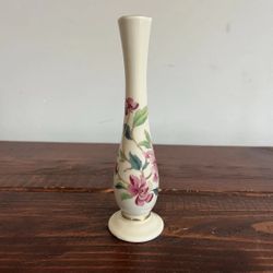 Lenox Bud Floral Vase Barrington Collection Flower Gold Trim USA Made Vintage